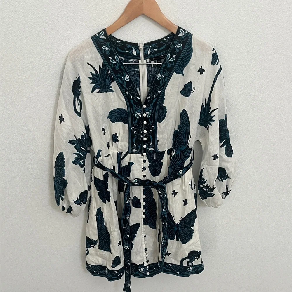 NWT Banana Republic “Zimmerman Style”White with Dark Teal Butterfly 🦋 Print 6P - Picture 4 of 6